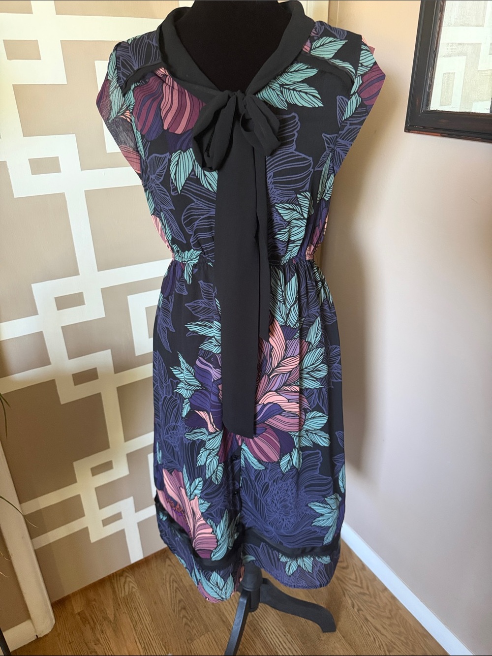 Maeve by Anthropologie Bretin Floral Bow-Tie Midi Dress, LIKE NEW Sz XS